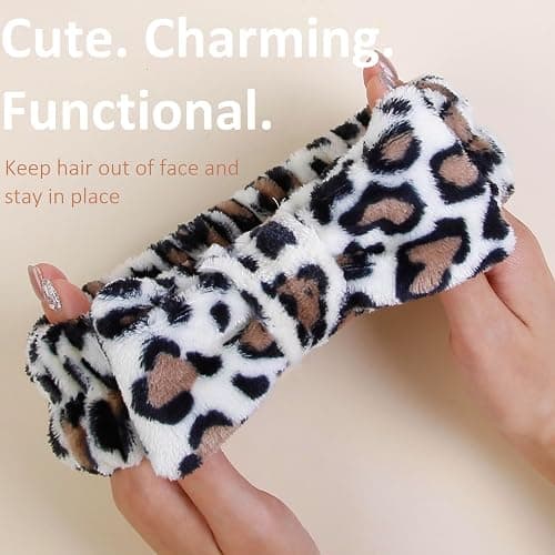 Huachi Spa Headband for Women Washing Face Teen Girls Skincare Headbands Makeup Cheetah Print Leopard Face Wash Head Band Animal Print thumbnail 7