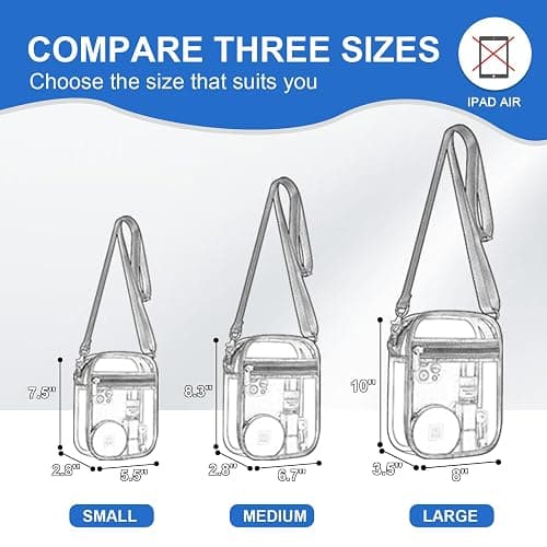 UEASE Clear Bag for Stadium Events, Small Women's Clear Purse | See-Through Crossbody Bag with Removable Shoulder Strap for Concerts, Game Days and Festivals thumbnail 2