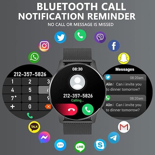 Erkwei Montre Connectée Femme avec Appel Bluetooth Assistants AI 1.32" Smartwatch SpO2 Fréquence Cardiaque Sommeil Lecteur Musique Podomètre Calorie 3 Bracelet Sprot Montre Connectée pour Android iOS thumbnail 2
