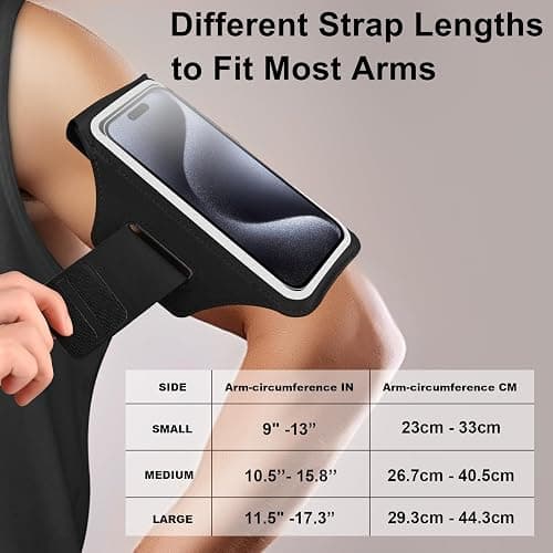 Running Armband with Earphone Bag Cell Phone Armband for iPhone 16 15 Pro 14 Plus 13 11 XR XS, Galaxy S24/S10 Water Resistant Sports Phone Holder Case & Zipper Slot Car Key Holder for 6.7 inch Phone thumbnail 5