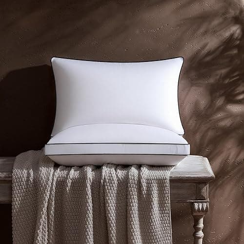 Feather Down Pillows King Size Set of 2 Pack,Luxury Hotel Collection Bed Pillows for Sleeping, Fluffy Soft Medium Firm Down Surround Gusseted Pillows for Side Back Stomach Sleepers 20 x 36 in thumbnail 5