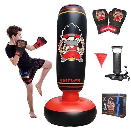 Inflatable Punching Bag Set, 66" Punching Bag for Boys & Girls Aged 8-12 with Kids Boxing Gloves, Super Air Pump | Suitable for Children's Daily Exercise, Happy Family Time - Image 1