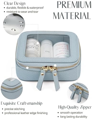 Popvibe Clear Makeup Bag Travel Cosmetic Case Transparent Toiletry Bag with Zipper, Portable Make Up Organizer Traveling Compact Car Bag for Essentials thumbnail 4