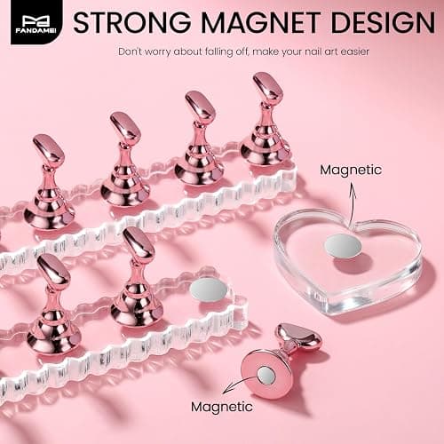 Fandamei Nail Stand, 2 Set Nail Holder for Painting Nails, Nail Stands for Press on, Press on Nail Stand for Practice, Magnetic Acrylic Nail Display Holders for Nail Art with Double-sided Tape thumbnail 4