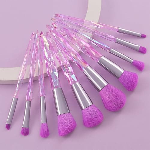 Kingtree Makeup Brush Set, 10PCS Crystal Makeup Brushes Premium Synthetic Foundation Powder Concealer Eye Shadow Blush Makeup Brushes Set, Professional Make Up Brush Kit for Girls Ladies thumbnail 2