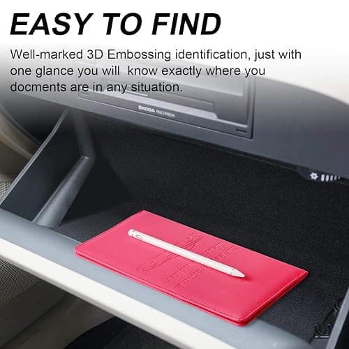 Cacturism Car Registration and Insurance Holder, Car Accessories Vehicle Glove Box Car Organizer Women Car Accessories with Magnetic Shut for Cards, Essential Document, Driver License, Hot Pink thumbnail 8