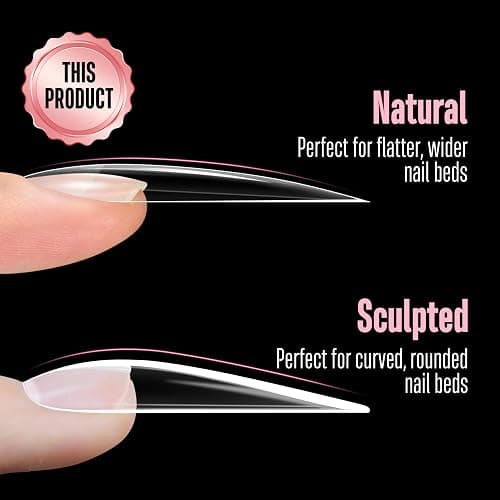 NOVO OVO Halloween XXL Straight Sharp Stiletto Natural Nail Tips Press on (not Sculpted), Normal Thick Extra Long Soak Off Soft Gel Fake Nail Extension, Full Cover False Nails for 12 Sizes 240 pcs thumbnail 3