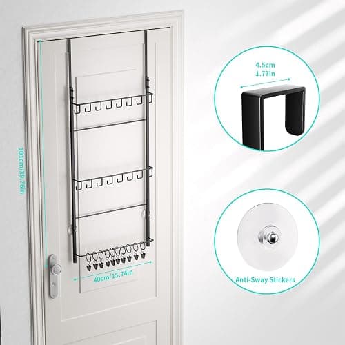 HapiRm Over Door Hat Rack - 3 Tier Wall Mounted Hat Organizer with 16 Hooks and 10 Movable Clips, Baseball Cap Organizer Storage Holds up to 26 Caps for Door, Bedroom, Closet USPTO Patent Pending thumbnail 6