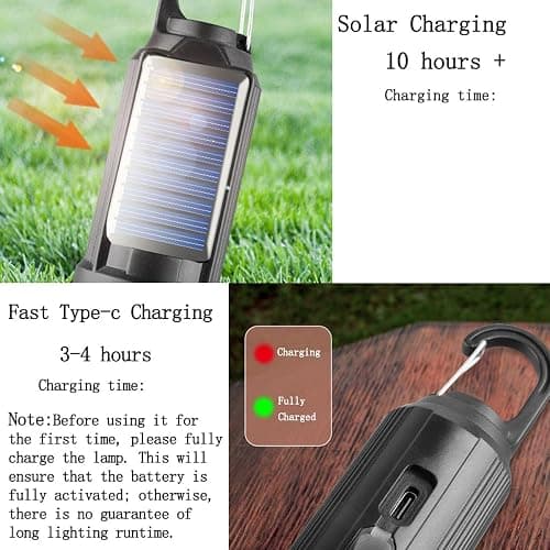 [4 Pack Warm Light ] Solar Camping Lights LED Bulb Portable Lanterns USB Rechargeable Hanging Tent Lights for Camping, Backyard Parties, Power Outages, and Emergency Use thumbnail 2