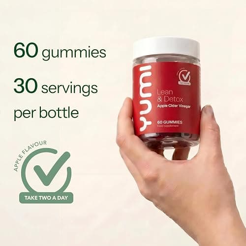 Lean and Detox Apple Cider Vinegar Gummies with Vitamin B12 & Folic Acid for Metabolism, Energy & Digestion Support, Daily Wellness Formula, Apple Flavour, 60 Vegan Gummies thumbnail 4