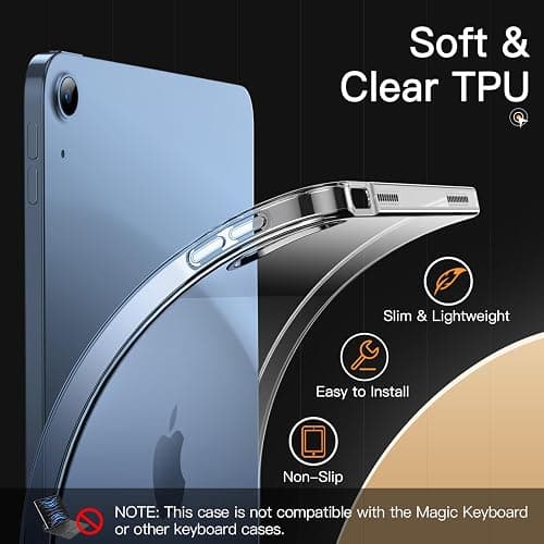 JETech Case for iPad (A16) 11th/10th Generation (2025/2022), Soft TPU Transparent Slim Shockproof Tablet Cover (Clear) thumbnail 3