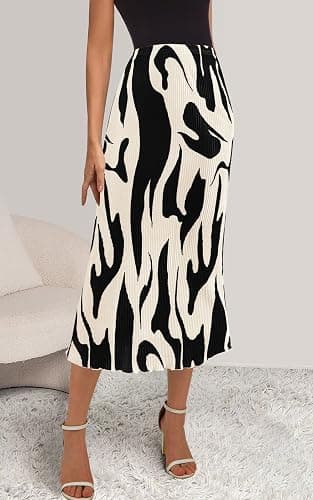 PRETTYGARDEN Women's 2026 Summer High Waist Graphic Print A Line Pleated Long Skirts for Women Trendy Plisse Midi Skirt thumbnail 2