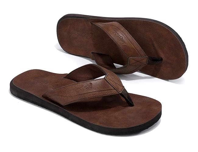 AX BOXING Mens Flip Flops Leather Thong Sandals Casual Comfort Slides Slippers thumbnail 7