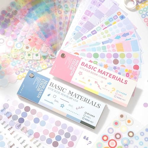 Prstincol Cute Sticker Book，60 Sheets Glitter Aesthetic Decorative Stickers for Scrapbooking,Stars Heart Letter Glitter Self-Adhesive Stickers for Photocards, Journal,Scrapbook（2-in-1） - Image 1