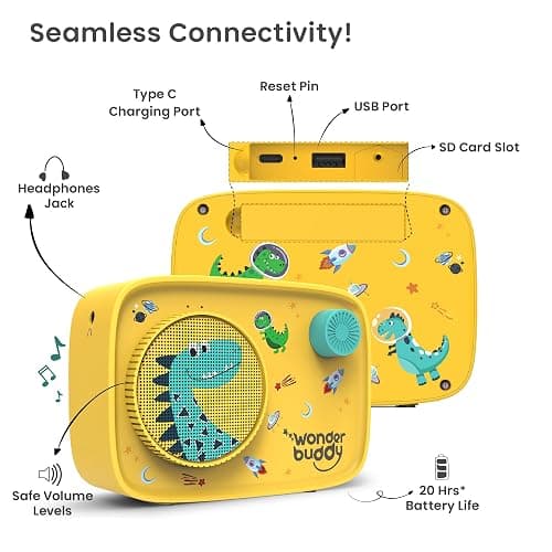 WonderBuddy Kids Story Box Audio Player, 500+ Preloaded Stories & Rhymes, Story Writing DIY Art Kit, Voice Recorder, Content Upgrade, Bluetooth, Birthday Gift for Boys Girls 3+ Years- Dino thumbnail 9