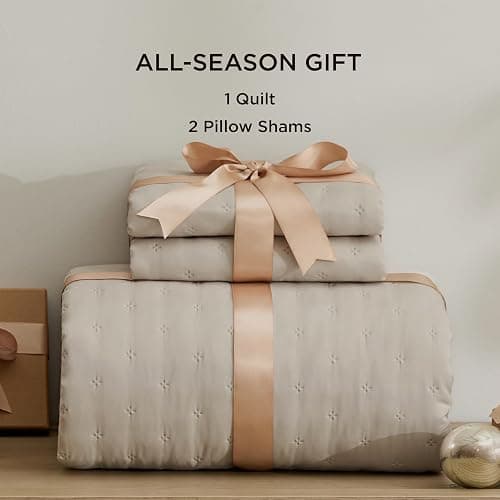 Bedsure King Quilt - Linen Bedspread King Size & Lightweight Comforter, Modern Farmhouse Coverlet with Clover Pattern, Ultra Soft All-Season Bedding, 106 x 96 Inches thumbnail 7