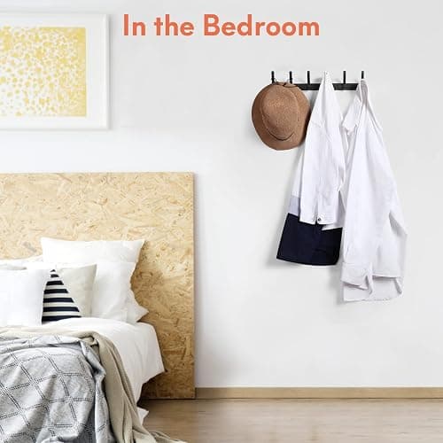 Optish Coat Rack Wall Mount, Wall Hooks for Hanging, Entry Coat Hooks Coat Hanger, Hat Rack Holder for Wall, Key Holder Purse Racks, Towel Rack for Bathrooms (2 Pack, Black) thumbnail 7
