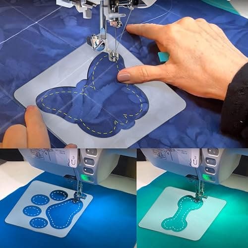 3Pcs Free Motion Quilting Rulers and Templates Set Butterfly Pet Footprint Bone Pattern 1/8 inch Thick Acrylic Quilting Templates for Domestic Sewing Machines with Non-Slip Grips (Style B)… thumbnail 5