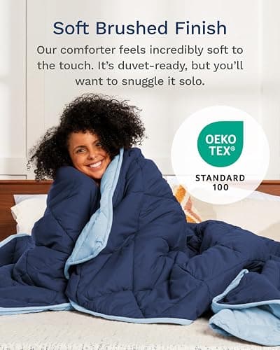 ViscoSoft All Seasons Twin XL Down Alternative Reversible Quilted Comforter - Breathable Premium Extra Long Soft Microfiber Duvet Insert Light Blue/Navy thumbnail 4
