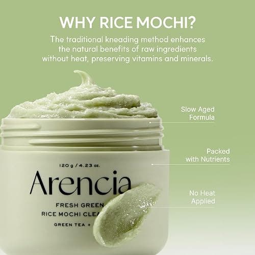 Arencia Korean Rice Mochi Face Cleanser - Face Wash, Gentle Scrub All in One for Deep Cleansing, Moisturizing, Pore Minimizing with Rice Water & Green Tea (4.23oz) thumbnail 6