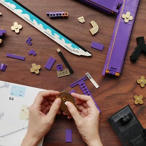 HIGH GODO Anime Cosplay Swords Building Set, 936 Piece One Purple Enma Zoro Sword 38.8IN with Scabbard and Bracket for Adults Teens 14+ (Roronoa Zoro Yamato Sword) thumbnail 2