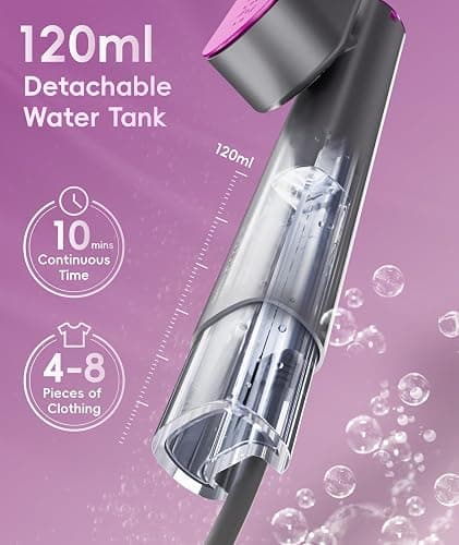 Steamer for Clothes, 1000W Portable Garment Steamer Travel Size, 100-240V Dual Voltage, 120ml Tank Handheld Steam & Iron 2 in 1, for Home, Business, Global & Europe Traveling thumbnail 7