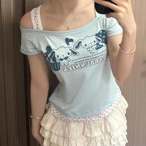 Cutecore Harajuku Y2k Baby Tee Cute Kawaii Emo Grunge Shirt Women Vintage Graphic Tees Short Sleeve Alt Tops 2000s thumbnail 7