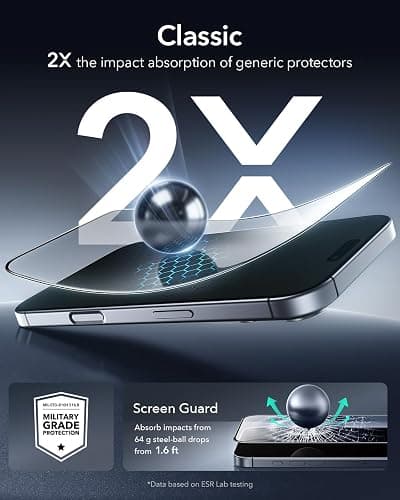 ESR 3 Pack for iPhone 17/iPhone 16 Pro Screen Protector, [9H Hardness] [Military Grade Shatterproof] Full Coverage Tempered Glass Film with Easy Installation Tool, HD Clear, Scratch Resistant thumbnail 4