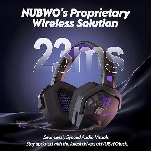 NUBWO Wireless Gaming Headset with Mic for Ps5 Ps4 PC, Zero Interference, 100-Hour Battery All-Day Play, 23ms Sync​ for Fortnite & Call of Duty/FPS Gamers, Triple Mode All Devices Compatible - Purple thumbnail 3