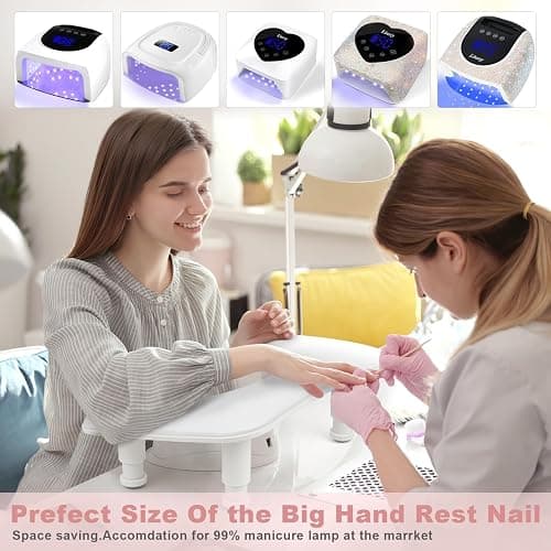 Arm Rest for Nails Tech,Height-Adjustable U Shaped Manicure Nail Arm Rest,Big Microfiber PU Leather Hand Rest for Nails Tech, Professional Salon Manicure Arm Rest Cushion(White) thumbnail 6