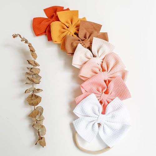 Prohouse 30 Pcs Hair Bows for Baby Girls, 4.5 In Baby Nylon Headbands | Soft Stretch Nylon Headbands, Gentle Fit for Newborns, Infants & Toddlers, Handmade Hair Accessories (Multicolors) thumbnail 5