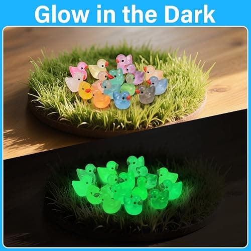 240Pcs Mini Resin Ducks, Tiny Duck Figurines Bulk, Mini Ducks for Miniature Characters Fairy Micro Landscape Aquarium Dollhouse and DIY Decorative Accessories(Luminous Tiny Duck 16 Color-multicolored) thumbnail 3