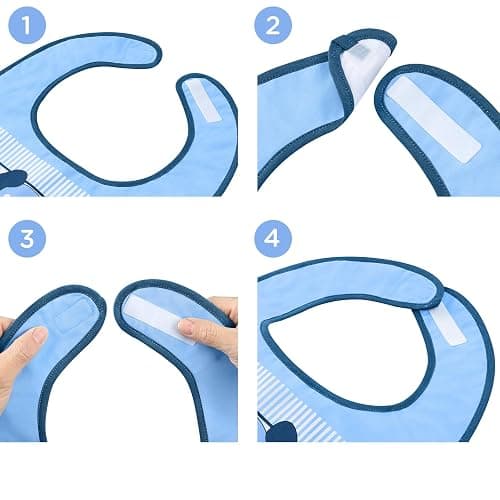 Littleforbig Cotton Waterproof Babydoll Printed Adult Bib with Adjustable Hook-and-Loop Fastener Closure - Little Blue Bib thumbnail 3