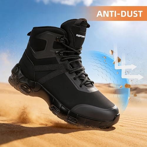 KEFUWU Military Tactical Boots Men Wide Waterproof 6 Inches Lightweight Durable Side-Zip Combat Boots Work Hiking Non Slip Boots thumbnail 6