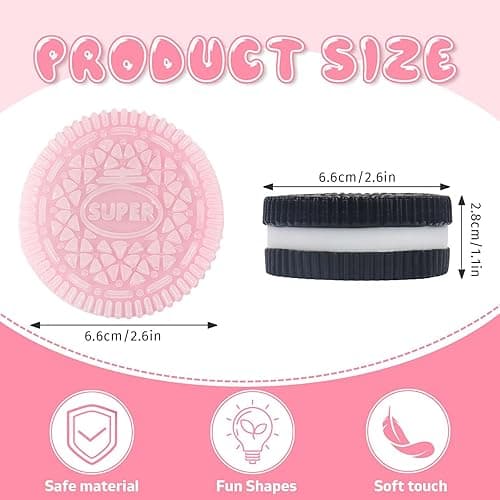 Gytera Sticky Cookie Squishies Fidget Toys Adults, Squeeze Toys Sensory Toys for Kids with Autism, Stress Balls for Adults Fidgets Birthday Gifts Party Favors for Kids(2 Pack Pink Black) thumbnail 3