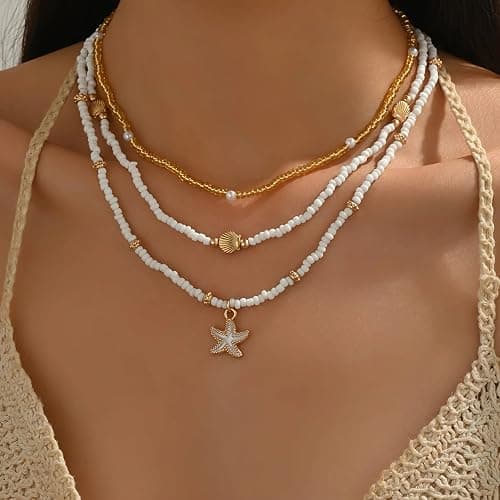 Nackiy Handmade Sea Shell Necklace for Women Summer Adjustable Natural Shell Collar Necklace thumbnail 5