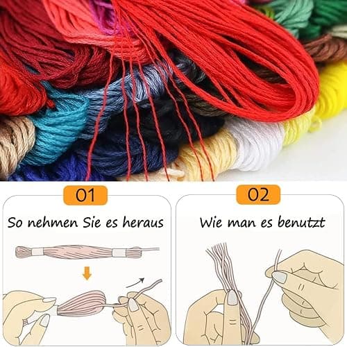Maxee Embroidery Thread, 447 Colors Per Pack Embroidery Floss,8m Cross Stitch Threads,Friendship Bracelets Floss, Crafts Floss Rainbow Color with Free Embroidery Needles, Floss Bobbins thumbnail 4