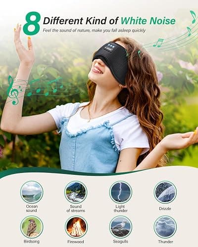 LC-dolida Sleep Headphones, White Noise Bluetooth Sleep Mask 3D Wireless Eye Mask Sleeping Headphones, Sleep Mask with Bluetooth Headphones for Side Sleepers Travel Yoga, Cool Gifts thumbnail 3