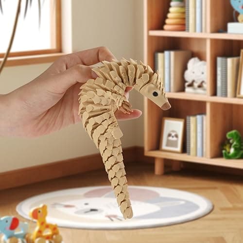 GemmiCho 3D Printed Animals, 6" Articulated Pangolin Toy, 3D Printed Toys, Flexible Animal Figurine Fidget & Desk Decor, Realistic Scaled Pangolin Collectible Gift for Office, Animal Lovers thumbnail 2