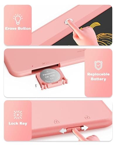 Bravokids 10 Inch LCD Writing Tablet for 3-8 Year Olds - Electronic Drawing Pad and Doodle Board as Educational Birthday Gifts for Girls and Boys (Pink) thumbnail 3