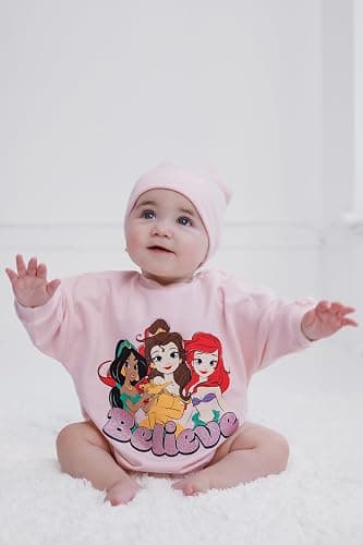 Disney Junior Baby Girls French Terry Bubble Romper Oversized Bodysuit & Hat Newborn to Infant Sizes (Newborn - 24 Months) thumbnail 2