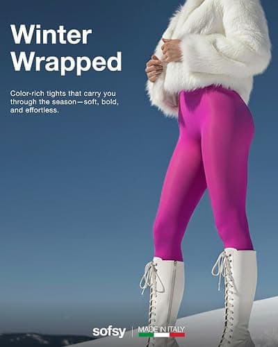 sofsy 10-Year Hosiery Craftsmanship - Italian 40 Den Run Resistant Opaque Tights for Women | High-Waist, Reinforced Toe thumbnail 3