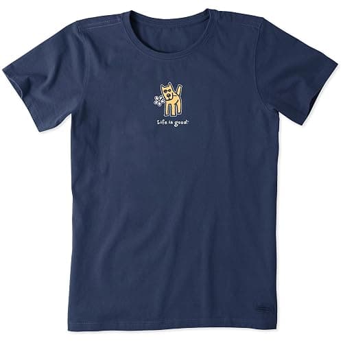 Life is Good Women's Vintage Crusher Tee Rocket with Daisy, Heather Gray - Image 1