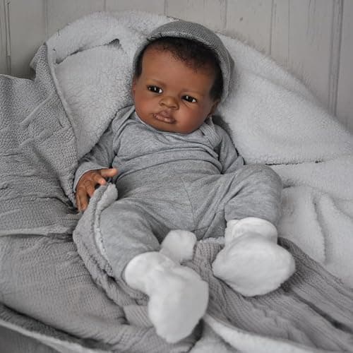 WOOROY Realistic Reborn Baby Dolls Black Boy, 20 Inch African American Newborn Boy Doll, Lifelike Weighted Soft Body, Christmas Birthday Gift for Kids Age 3 + - Image 1