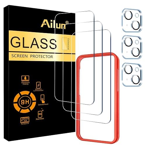 Ailun 3 Pack Screen Protector for iPhone 15 [6.1 inch] + 3 Pack Camera Lens Protector with Installation Frame,Case Friendly Tempered Glass Film,[9H Hardness] - HD - Image 1