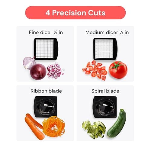 Fullstar Pro Original Vegetable Chopper - Chopper and Spiralizer - Food Chopper with Container, Fruit Cutter, Onion Dicer - All-in-One Prep Tool - Kitchen Gadgets and Gifts (4 in 1, White) thumbnail 5