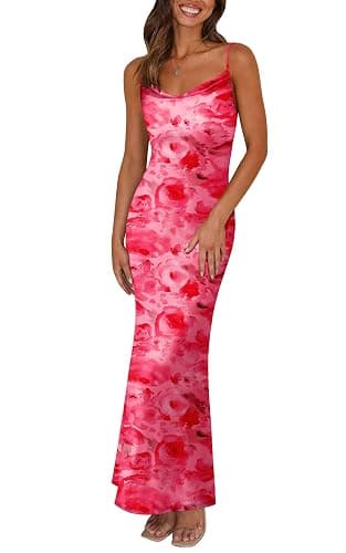 PRETTYGARDEN Women's 2026 Spring Floral Spaghetti Strap Maxi Dress Stretch Sexy Bodycon Dress Backless Slip Long Dresses - Image 1