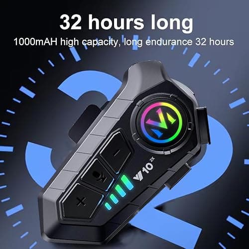 Motorcycle Helmet Bluetooth Intercom IP65 Waterproof Talk Noise Cancelling Dual Communication, 1000mAh Long-Lasting Battery, Helmet Talk Intercom Headset for Riders and Outdoor Adventures (2 Pack) thumbnail 3
