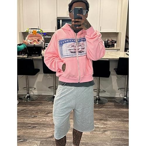 Zip up Hoodie Y2k Oversized Graphic Hoodies Unisex Grunge Jackets Streetwear Vintage 2000s Emo Clothes thumbnail 4