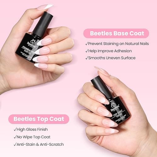 Beetles Gel Nail Kit Curve-EX, Almond Short, 320pcs 16 Sizes Nail Tips, with 15g Nail Glue Gel Hands-Free, 7.5ml Base Gel & Top Coat, Mini Lamp, for Acrylic Press On Nail, Extension DIY Set at Home thumbnail 7